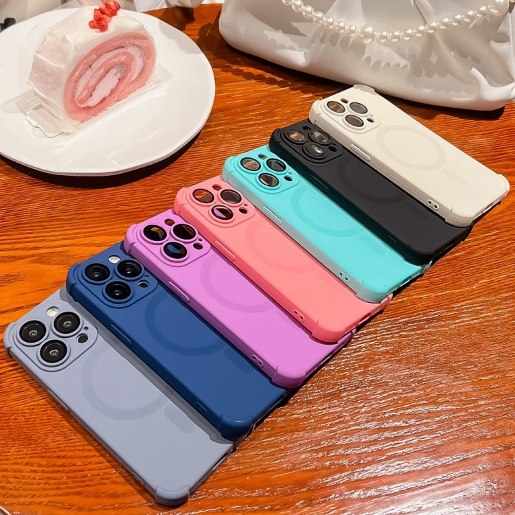 For iPhone 14 Plus Four Corner Shockproof Skin Feel MagSafe Magnetic Phone Case(Purple) - free shipping - PMC TechLife - Order now!