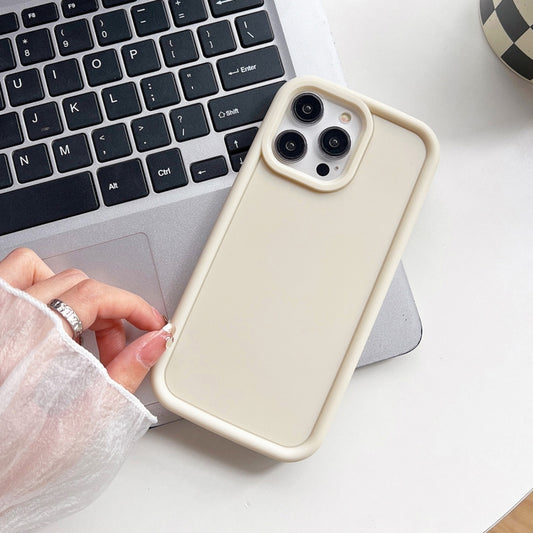 For iPhone 14 Pro Max Shockproof Frame Frosted TPU Phone Case(Beige) - iPhone 14 Pro Max Cases by PMC Jewellery | Online Shopping South Africa | PMC Jewellery