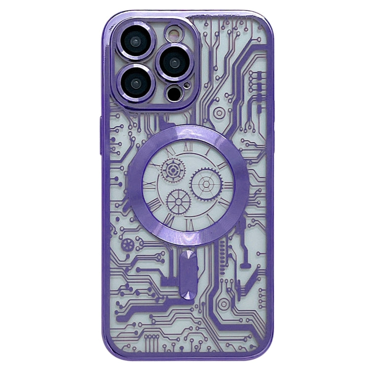 For iPhone 14 Pro Max Electroplated Circuit Board Pattern MagSafe Phone Case(Purple) - free shipping - PMC TechLife - Order now!