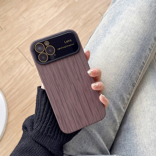 For iPhone 14 Pro Max Wood Grain TPU Phone Case with Lens Film(Grey) - iPhone 14 Pro Max Cases by PMC Jewellery | Online Shopping South Africa | PMC Jewellery