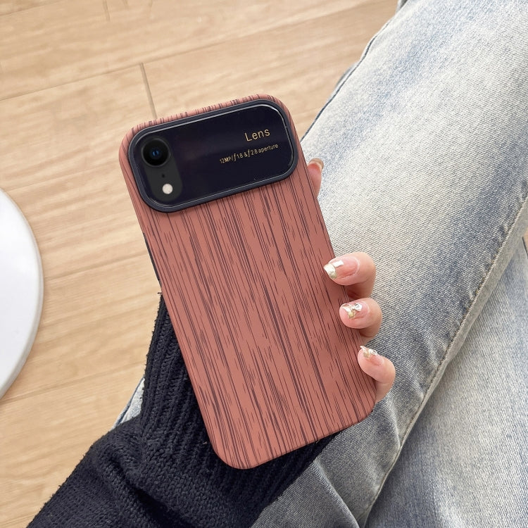 For iPhone XR Wood Grain TPU Phone Case with Lens Film(Brown) - More iPhone Cases by PMC Jewellery | Online Shopping South Africa | PMC Jewellery