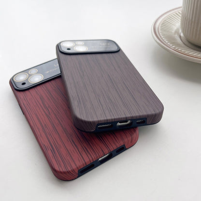 For iPhone X / XS Wood Grain TPU Phone Case with Lens Film(Khaki) - More iPhone Cases by PMC Jewellery | Online Shopping South Africa | PMC Jewellery