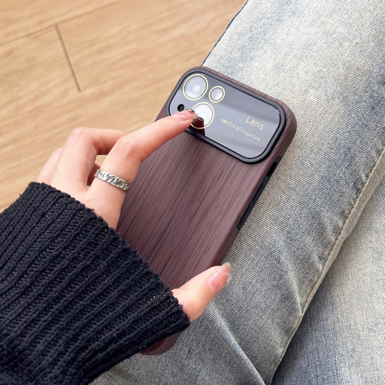 For iPhone 14 Pro Wood Grain TPU Phone Case with Lens Film(Red) - iPhone 14 Pro Cases by PMC Jewellery | Online Shopping South Africa | PMC Jewellery