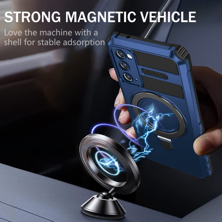 For Samsung Galaxy S20 FE MagSafe Magnetic Holder Phone Case(Blue) - Galaxy S20 FE Cases by PMC TechLife | Online Shopping South Africa | PMC TechLife