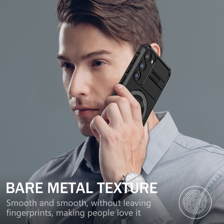 For Samsung Galaxy S23 5G MagSafe Magnetic Holder Phone Case(Black) - Galaxy S23 5G Cases by PMC TechLife | Online Shopping South Africa | PMC TechLife