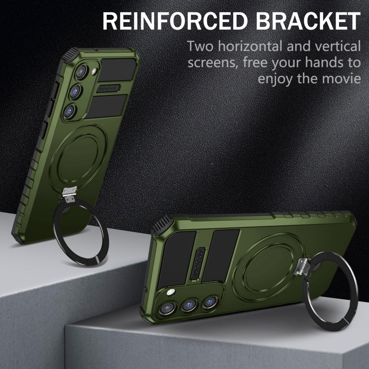 For Samsung Galaxy S23 5G MagSafe Magnetic Holder Phone Case(Green) - Galaxy S23 5G Cases by PMC TechLife | Online Shopping South Africa | PMC TechLife