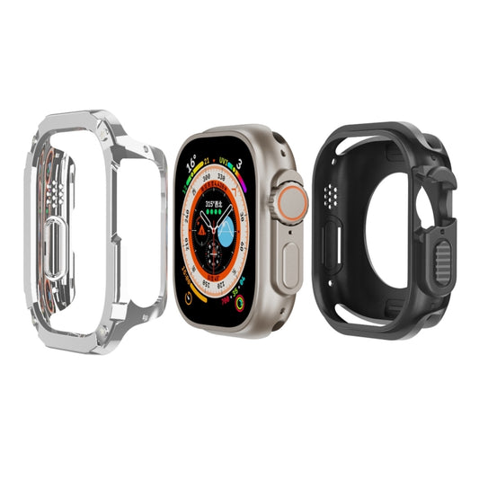 For Apple Watch Ultra 49mm 2-in-1 PC Hybrid TPU Armor Watch Case(Silver Gray) - Watch Cases by PMC Jewellery | Online Shopping South Africa | PMC Jewellery