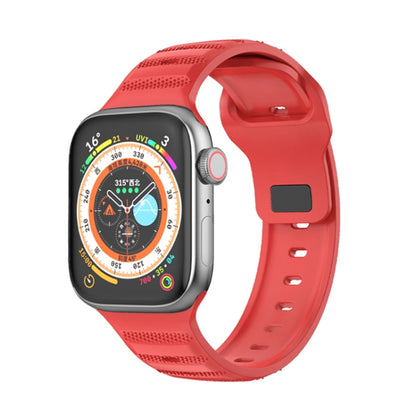 For Apple Watch 7 41mm Dot Texture Fluororubber Watch Band(Red) - Watch Bands by PMC Jewellery | Online Shopping South Africa | PMC Jewellery