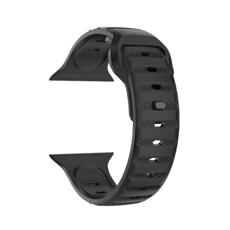 For Apple Watch SE 44mm Dot Texture Fluororubber Watch Band(Black) - Watch Bands by PMC Jewellery | Online Shopping South Africa | PMC Jewellery