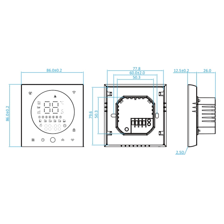 BHT-008GAL 95-240V AC 5A Smart Home Water Heating LED Thermostat Without WiFi(White) - Thermostat & Thermometer by PMC Jewellery | Online Shopping South Africa | PMC Jewellery