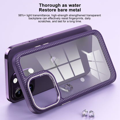 For iPhone 13 Pro Carbon Fiber Transparent Back Panel Phone Case(Purple) - iPhone 13 Pro Cases by PMC Jewellery | Online Shopping South Africa | PMC Jewellery