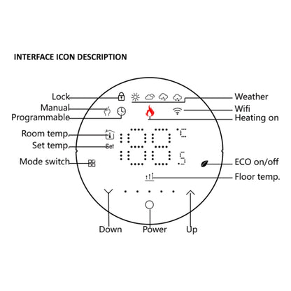 BHT-6001GBLW 95-240V AC 16A Smart Round Thermostat Electric Heating LED Thermostat With WiFi(White) - Thermostat & Thermometer by PMC Jewellery | Online Shopping South Africa | PMC Jewellery