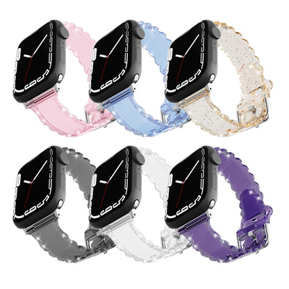 For Apple Watch Ultra 49mm Diamond Texture Lace Clear TPU Watch Band(Purple) - Watch Bands by PMC Jewellery | Online Shopping South Africa | PMC Jewellery