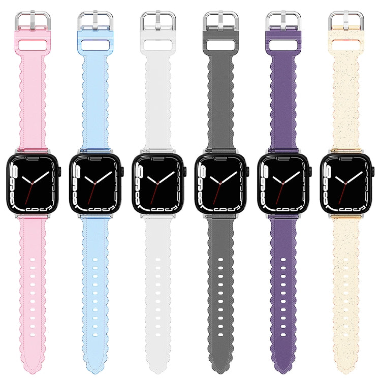 For Apple Watch 5 44mm Diamond Texture Lace Clear TPU Watch Band(Purple) - Watch Bands by PMC Jewellery | Online Shopping South Africa | PMC Jewellery