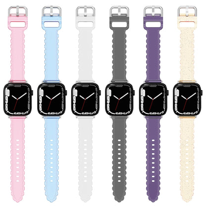 For Apple Watch 3 38mm Diamond Texture Lace Clear TPU Watch Band(Transparent) - Watch Bands by PMC Jewellery | Online Shopping South Africa | PMC Jewellery