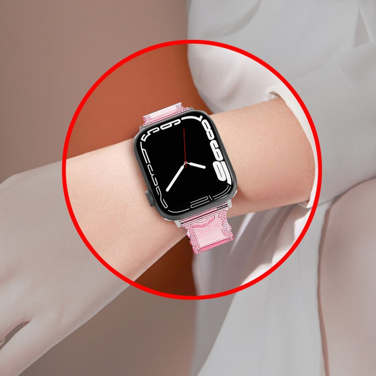 For Apple Watch SE 44mm Diamond Texture Lace Clear TPU Watch Band(Black) - Watch Bands by PMC TechLife | Online Shopping South Africa | PMC TechLife