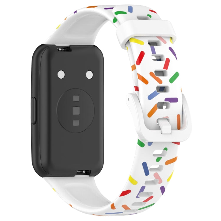 For Huawei Band 7 Sports Rainbow Dots Silicone Watch Band(White) - Watch Bands by PMC Jewellery | Online Shopping South Africa | PMC Jewellery