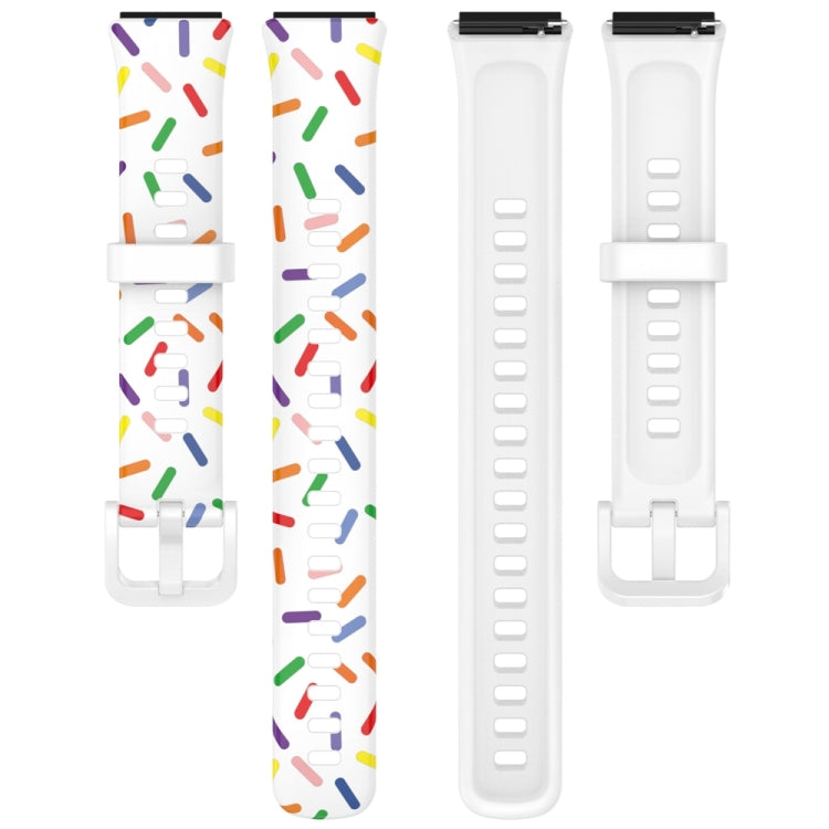 For Huawei Band 7 Sports Rainbow Dots Silicone Watch Band(White) - Watch Bands by PMC Jewellery | Online Shopping South Africa | PMC Jewellery