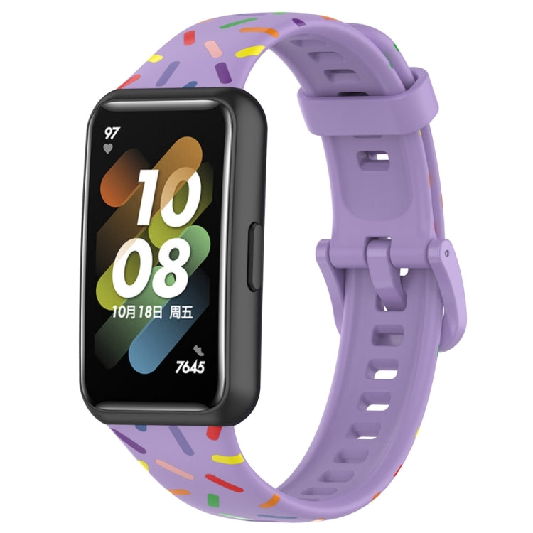 For Huawei Band 7 Sports Rainbow Dots Silicone Watch Band(Purple) - Watch Bands by PMC Jewellery | Online Shopping South Africa | PMC Jewellery