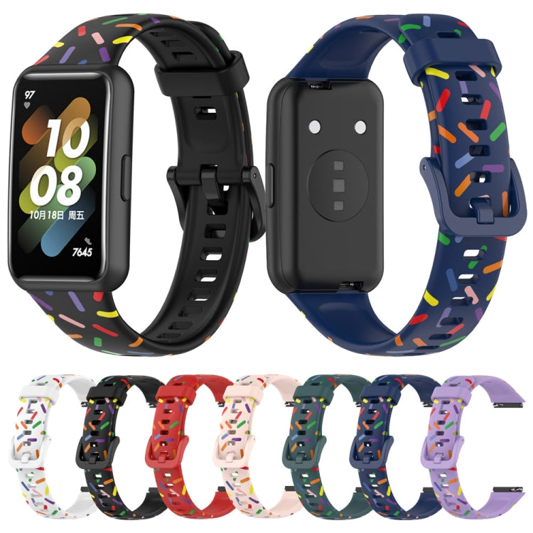 For Huawei Band 7 Sports Rainbow Dots Silicone Watch Band(Dark Green) - Watch Bands by PMC Jewellery | Online Shopping South Africa | PMC Jewellery