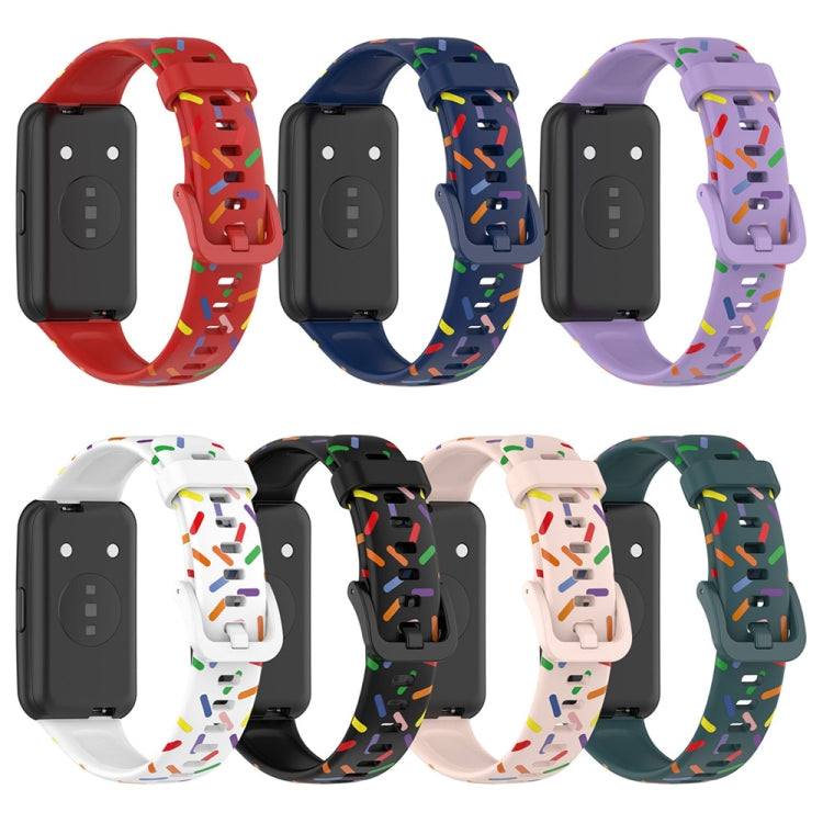 For Huawei Band 7 Sports Rainbow Dots Silicone Watch Band(White) - Watch Bands by PMC Jewellery | Online Shopping South Africa | PMC Jewellery