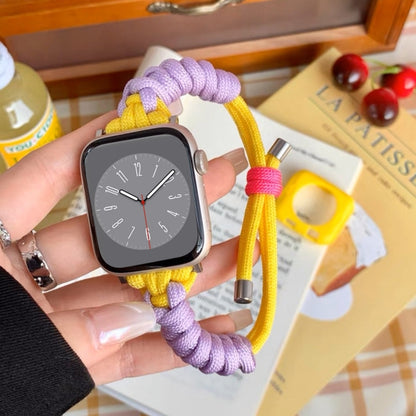 For Apple Watch 8 41mm Twist Knotted Nylon Watch Band(Purple Yellow) - Watch Bands by PMC Jewellery | Online Shopping South Africa | PMC Jewellery