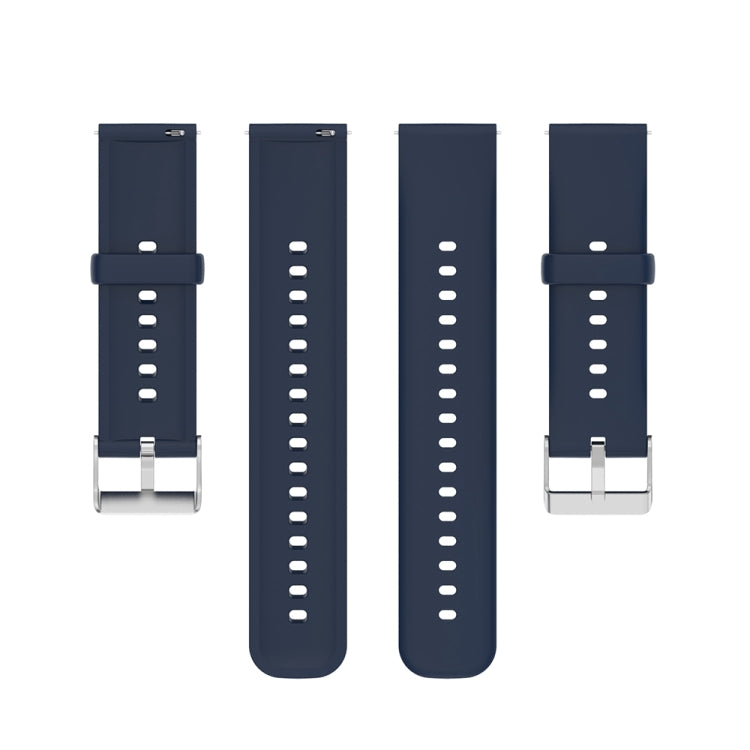 For Huawei Watch 4 / Watch 4 Pro Solid Color Silicone Stainless Steel Silver Buckle Watch Band(Navy Blue) - Watch Bands by PMC Jewellery | Online Shopping South Africa | PMC Jewellery