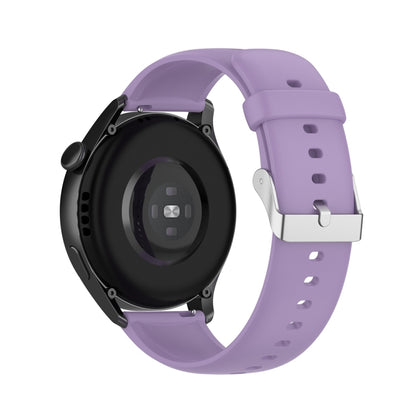 For Huawei Watch 4 / Watch 4 Pro Solid Color Silicone Stainless Steel Silver Buckle Watch Band(Light Purple) - Watch Bands by PMC Jewellery | Online Shopping South Africa | PMC Jewellery