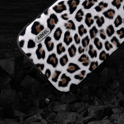 For iPhone 15 Pro Max ABEEL Black Edge Leopard Phone Case(Silver Leopard) - iPhone 15 Pro Max Cases by PMC Jewellery | Online Shopping South Africa | PMC Jewellery