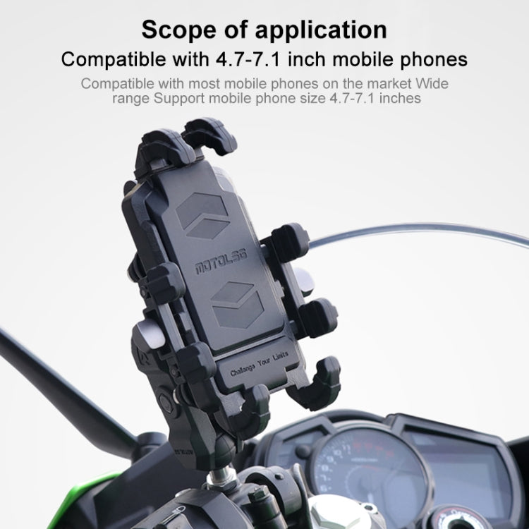 MOTOSLG Crab Motorcycle Phone Clamp Bracket U-Type Headbar Mount with Anti-theft Lock(Black) - Holder by MOTOLSG | Online Shopping South Africa | PMC Jewellery | Buy Now Pay Later Mobicred