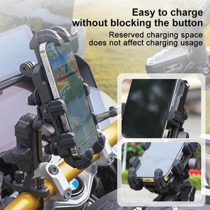 MOTOSLG Crab Motorcycle Phone Clamp Bracket O-Type Rear Mirror Mount(Black) - Holder by MOTOLSG | Online Shopping South Africa | PMC Jewellery | Buy Now Pay Later Mobicred