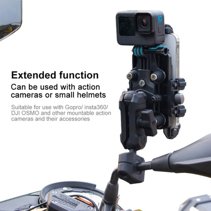 MOTOSLG Crab Motorcycle Phone Clamp Bracket L-Type Rear Mirror Mount(Black) - Holder by MOTOLSG | Online Shopping South Africa | PMC Jewellery | Buy Now Pay Later Mobicred