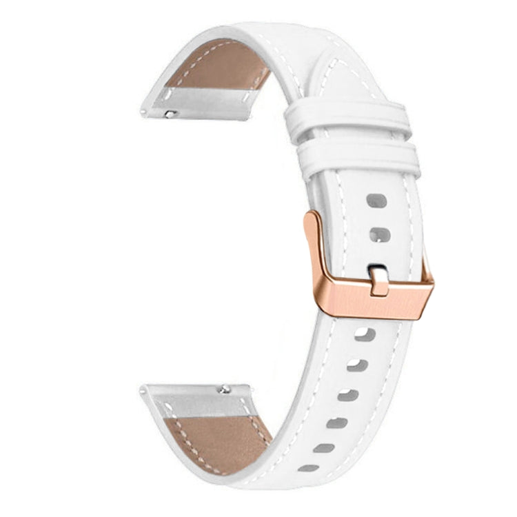 For Garmin Venu / SQ / SQ2 / Venu 2 Plus 20mm Rose Gold Buckle Genuine Leather Watch Band(White) - Watch Bands by PMC Jewellery | Online Shopping South Africa | PMC Jewellery