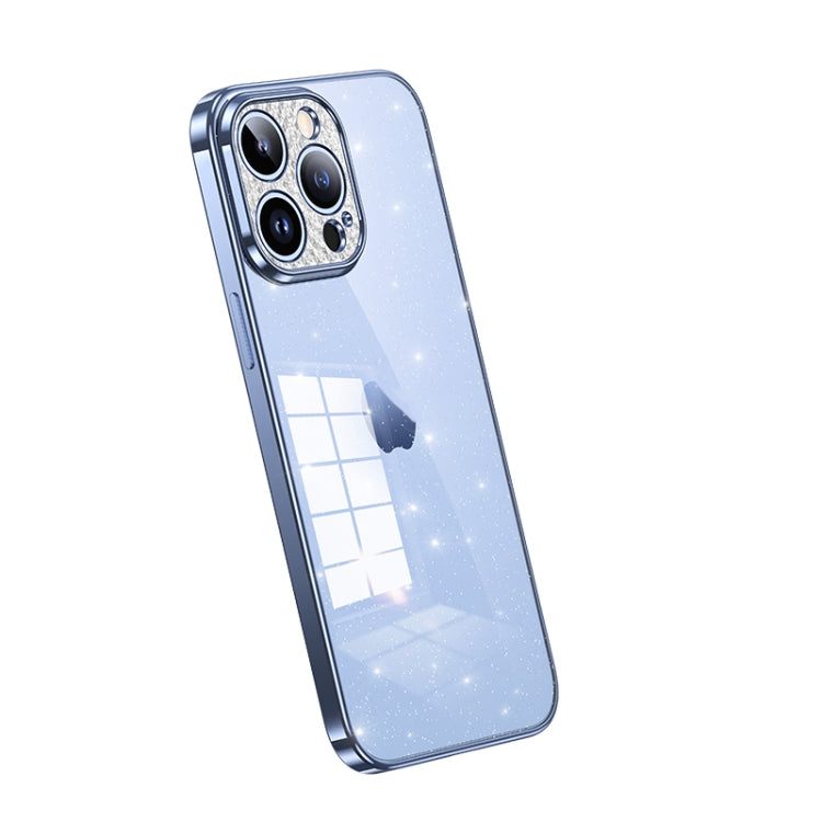 For iPhone 12 Pro Max SULADA Electroplated Transparent Glittery TPU Phone Case(Blue) - iPhone 12 Pro Max Cases by SULADA | Online Shopping South Africa | PMC Jewellery | Buy Now Pay Later Mobicred