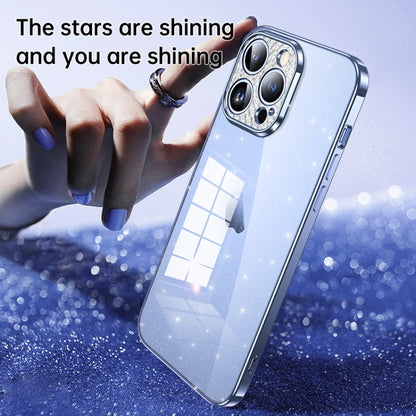 For iPhone 14 Pro Max SULADA Electroplated Transparent Glittery TPU Phone Case(Blue) - iPhone 14 Pro Max Cases by SULADA | Online Shopping South Africa | PMC Jewellery