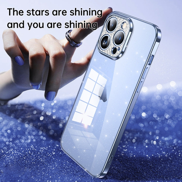 For iPhone 11 SULADA Electroplated Transparent Glittery TPU Phone Case(Blue) - iPhone 11 Cases by SULADA | Online Shopping South Africa | PMC Jewellery | Buy Now Pay Later Mobicred