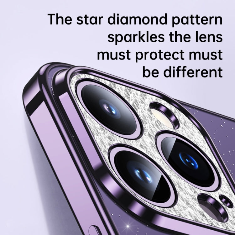 For iPhone 13 Pro Max SULADA Electroplated Transparent Glittery TPU Phone Case(Purple) - iPhone 13 Pro Max Cases by SULADA | Online Shopping South Africa | PMC Jewellery