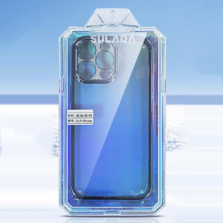 For iPhone 14 Pro Max SULADA Electroplated Transparent Glittery TPU Phone Case(Blue) - iPhone 14 Pro Max Cases by SULADA | Online Shopping South Africa | PMC Jewellery