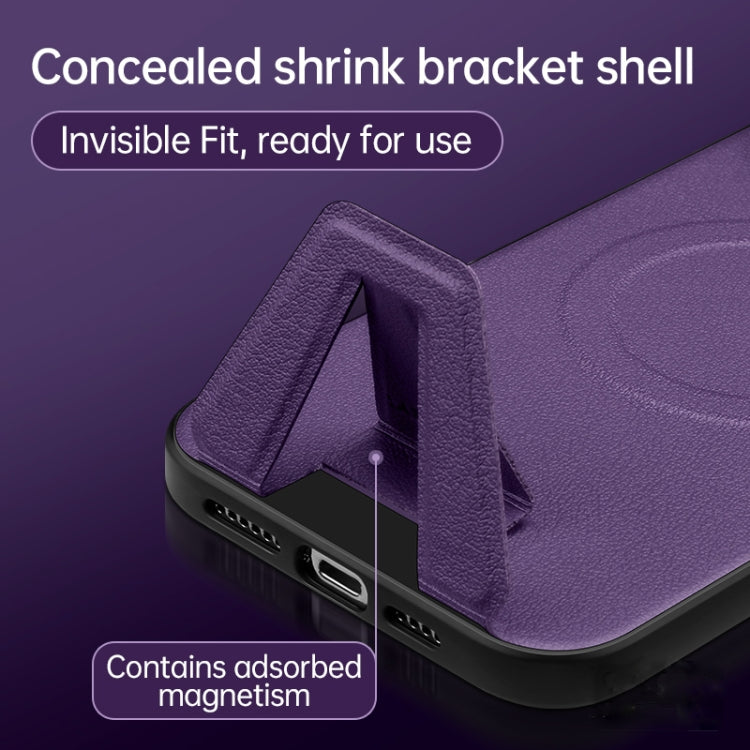 For iPhone 13 Pro SULADA Folding Holder Lambskin Texture MagSafe Phone Case(Purple) - iPhone 13 Pro Cases by SULADA | Online Shopping South Africa | PMC TechLife | Buy Now Pay Later Mobicred