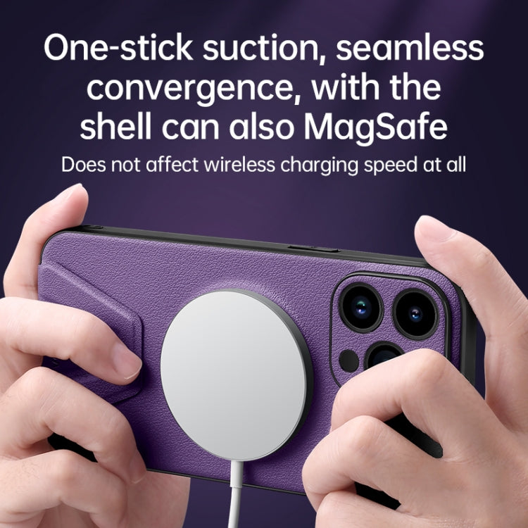 For iPhone 13 Pro SULADA Folding Holder Lambskin Texture MagSafe Phone Case(Purple) - iPhone 13 Pro Cases by SULADA | Online Shopping South Africa | PMC Jewellery