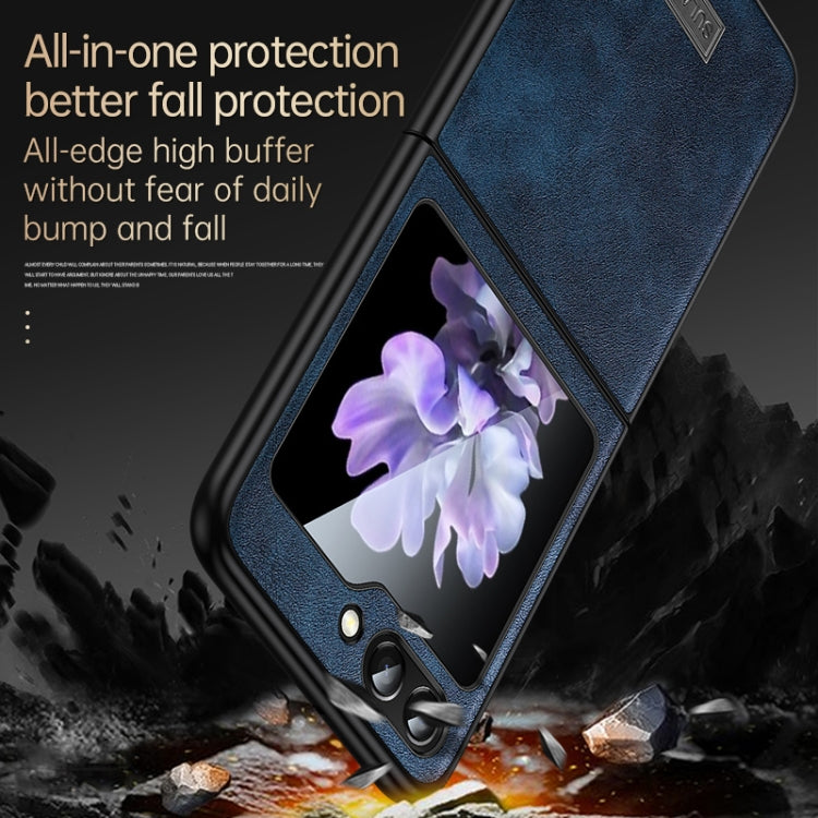 For Samsung Galaxy Z Flip5 SULADA Shockproof TPU + Handmade Leather Phone Case(Black) - Galaxy Z Flip5 Cases by SULADA | Online Shopping South Africa | PMC TechLife