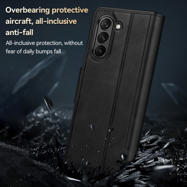 For Samsung Galaxy Z Fold5 SULADA All-inclusive Magnetic Snap Flip Leather Phone Case(Blue) - free shipping - PMC TechLife - Order now!