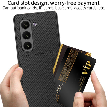 For Samsung Galaxy Z Fold5 GKK Ultra-thin Leather Phone Case with Card Slots(Carbon Fiber Texture) - Galaxy Z Fold5 Cases by GKK | Online Shopping South Africa | PMC Jewellery