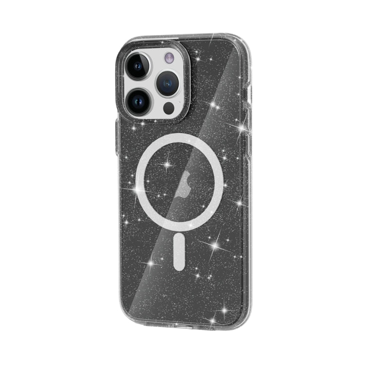 For iPhone 15 Pro Terminator Style Glitter Powder MagSafe Magnetic Phone Case(Black) - iPhone 15 Pro Cases by PMC Jewellery | Online Shopping South Africa | PMC Jewellery