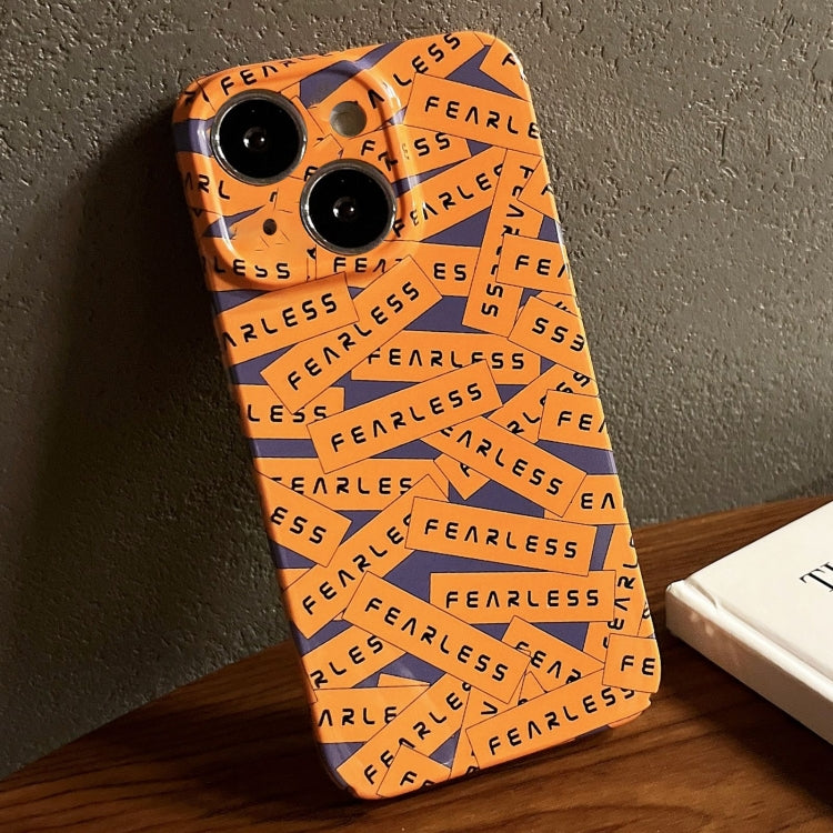 For iPhone 14 Painted Pattern Precise Hole PC Phone Case(Orange Label) - iPhone 14 Cases by PMC TechLife | Online Shopping South Africa | PMC TechLife
