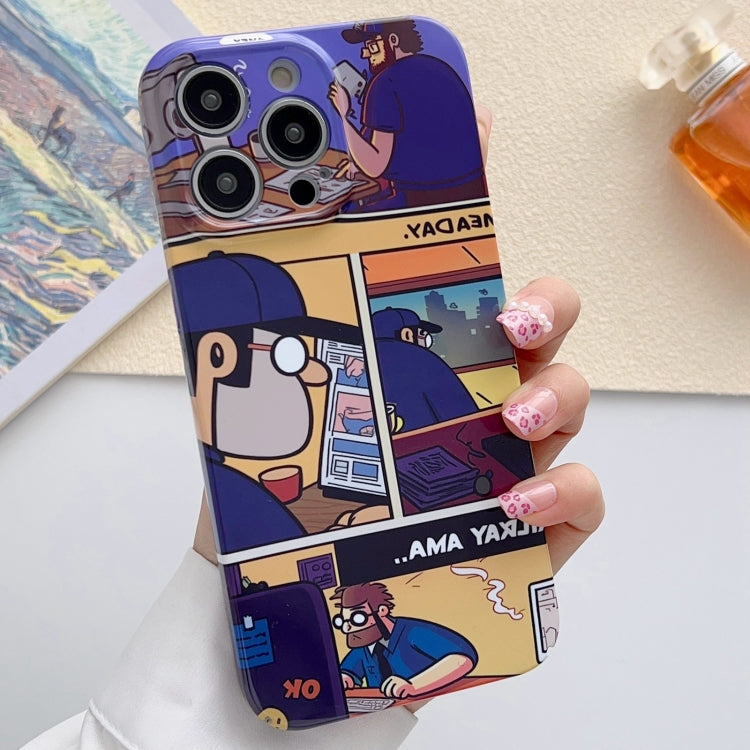 For iPhone 12 Pro Max Painted Pattern Precise Hole PC Phone Case(Working Comics) - iPhone 12 Pro Max Cases by PMC TechLife | Online Shopping South Africa | PMC TechLife