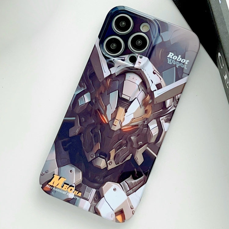 For iPhone 12 Pro Max Painted Pattern Precise Hole PC Phone Case(Grey Robot) - iPhone 12 Pro Max Cases by PMC TechLife | Online Shopping South Africa | PMC TechLife