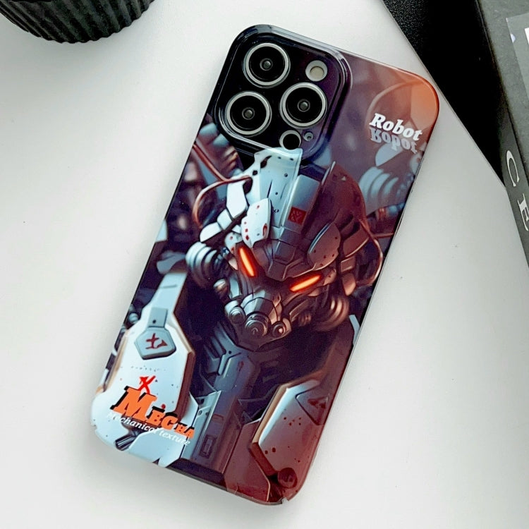 For iPhone 12 Pro Painted Pattern Precise Hole PC Phone Case(Orange Robot) - iPhone 12 / 12 Pro Cases by PMC TechLife | Online Shopping South Africa | PMC TechLife