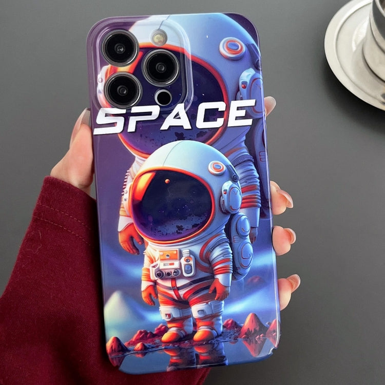 For iPhone 11 Pro Max Painted Pattern Precise Hole PC Phone Case(Orange White Astronaut) - iPhone 11 Pro Max Cases by PMC Jewellery | Online Shopping South Africa | PMC Jewellery