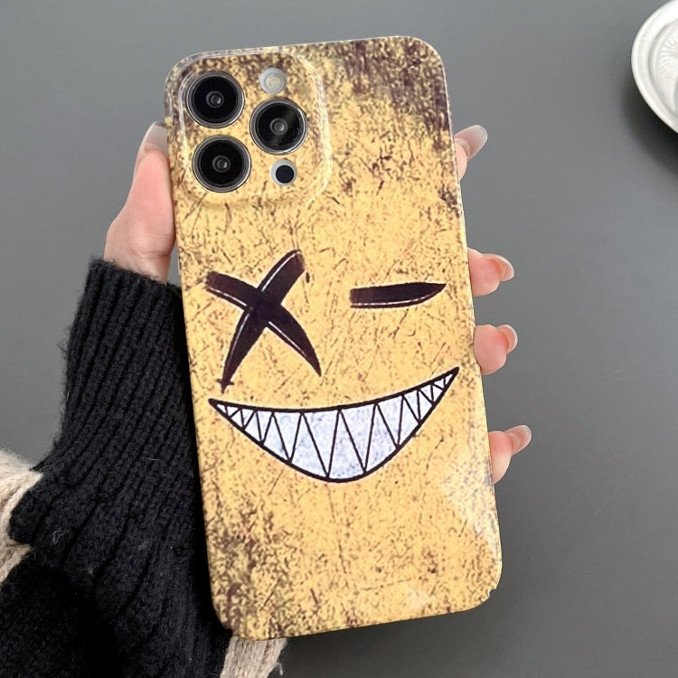 For iPhone 11 Pro Painted Pattern Precise Hole PC Phone Case(Yellow Background Smiling) - iPhone 11 Pro Cases by PMC TechLife | Online Shopping South Africa | PMC TechLife